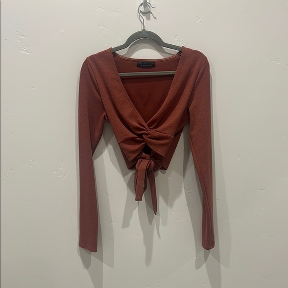 Urban Outfitters Rust Tie-Front Blouse - Picture 1 of 6